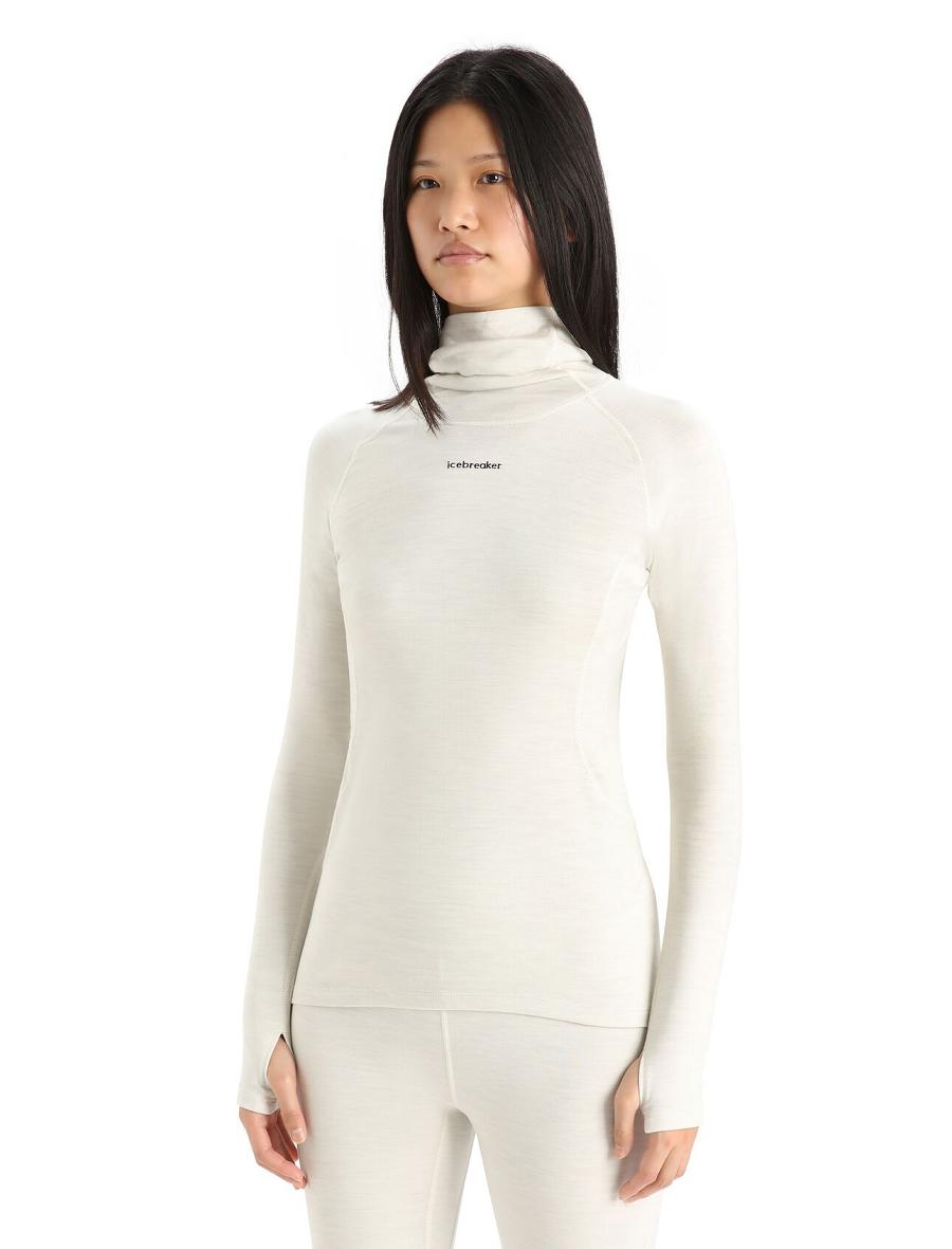 Base Layers Icebreaker MerinoFine™ Long Sleeve Roll Neck Femme Blanche | FR 1895ZUTG